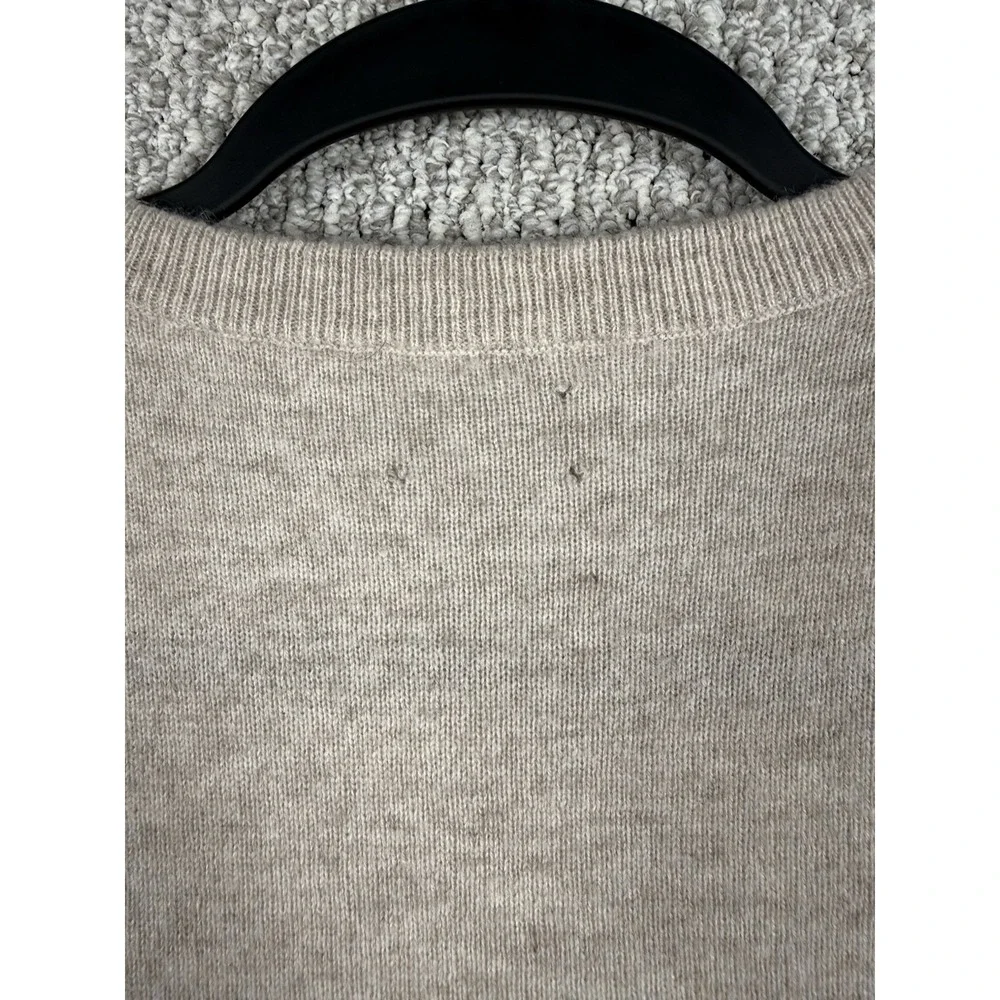 J.Crew 100% Cashmere Sweater Mens L Beige Crewneck Distressed Grunge Soft